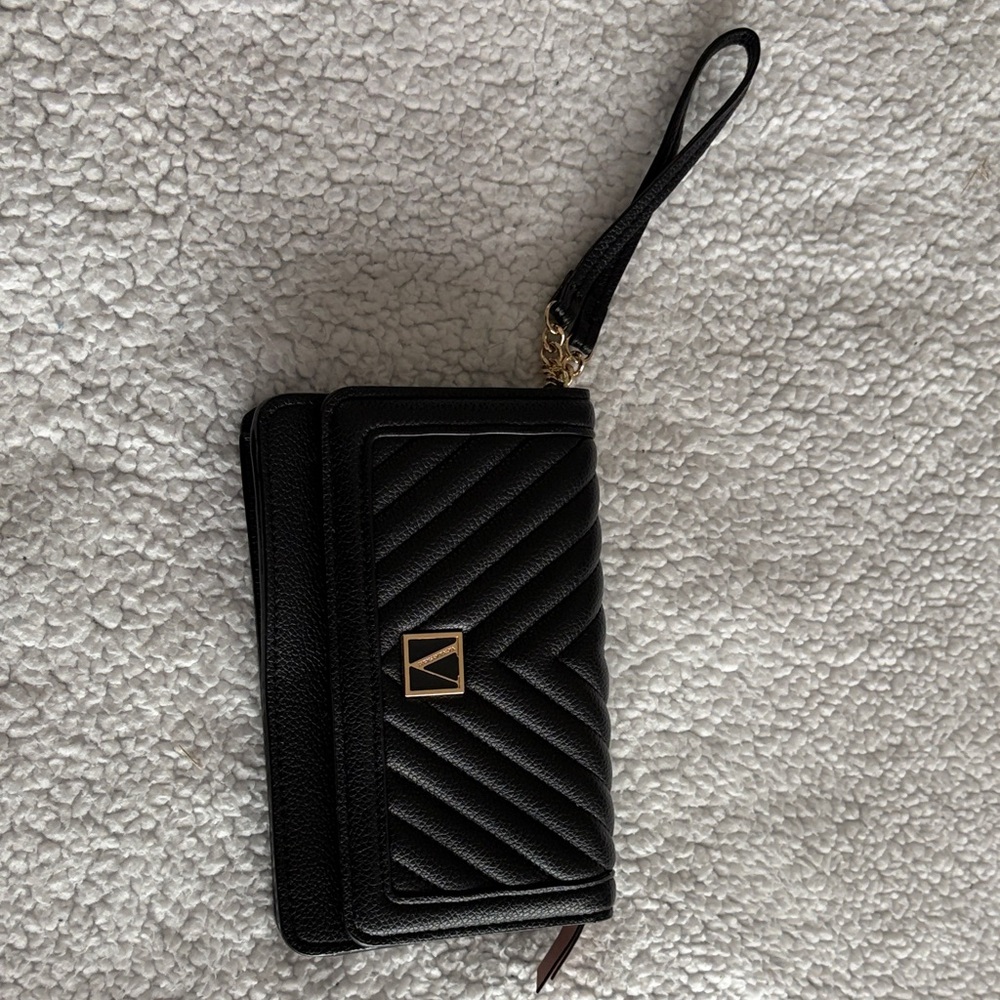 Victoria's Secret Black Quilted Wristlet Clutch